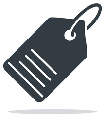 Dark tag with four white lines for discount or sale notification for marketplace