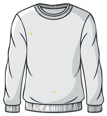 Simple grey long sleeve crew neck sweater illustration isolated for design projects and casual apparel
