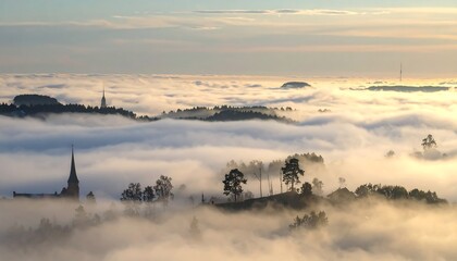 Misty Morning Landscape Viewpoint.