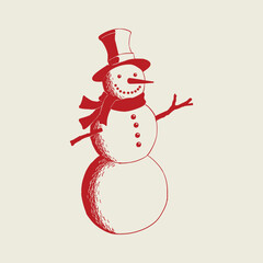 Christmas themed snowman vector illustration