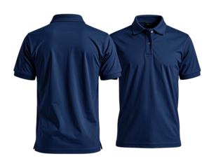 Dark blue polo shirt front and back