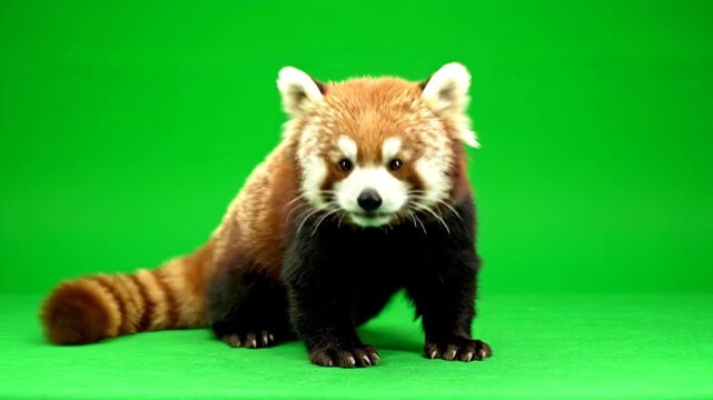 red panda on a green background