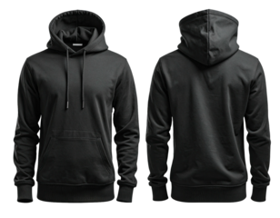 Front and back view of a dark gray hoodie (1)
