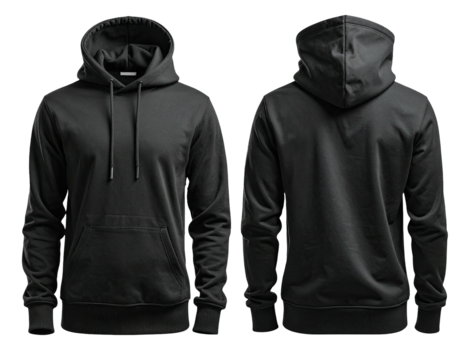 Front and back view of a dark gray hoodie (1)