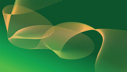 Abstract Yellow Wave Lines Background on Green Gradient – Vector Art Design