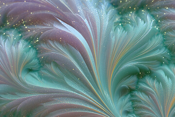 Fractale abstraite lumineuse dor&eacute;e et turquoise, illustration 3D organique avec d&eacute;tails &eacute;l&eacute;gants et effets de lumi&egrave;re magique