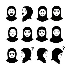 Obraz premium Diverse Expressions - A Collection of Hijab-Clad Womens Emotions.