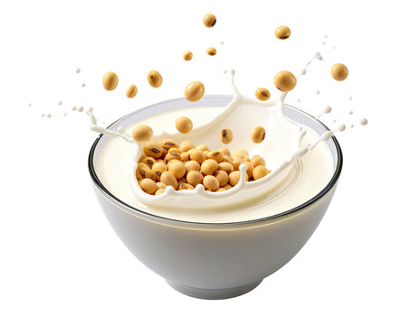 Soy milk splash in a bowl (1) - Powered by Adobe