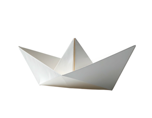 Folded white paper boat