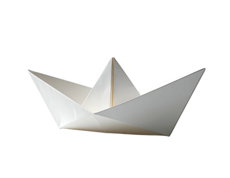 Folded white paper boat