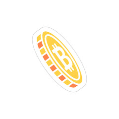 Digital Gold Bitcoin Cryptocurrency Coin Icon Yellow and Orange with White Letter B on Transparent Background