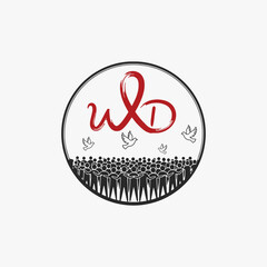 The flat design concept for World AIDS Day focuses on simplicity, elegance, and ease of recognition. Vector Sign for Banner, Logos, Labels, and Icons.