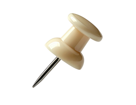 Close-up of a cream-colored push pin