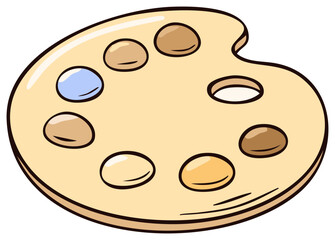 Fototapeta premium Artist's palette with assorted paint hues for painting and drawing activities