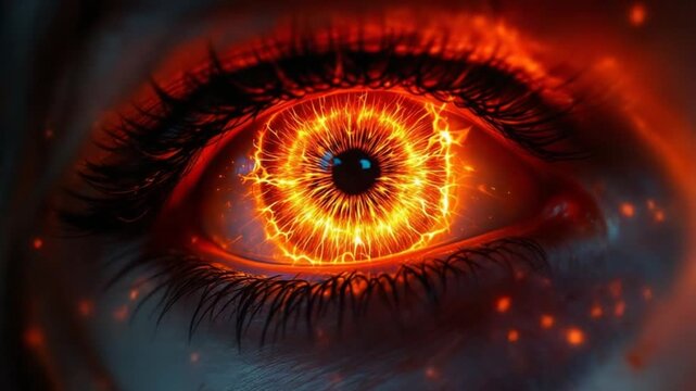 Fiery Gaze - An Intense Eye of Fire and Power.