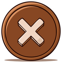 Obraz premium Brown Circular Button Featuring a Centered White X Design for a Reject Option and Easy Visibility in Applications