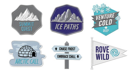 Obraz premium Winter adventure badges, vector graphic set for outdoor exploration use