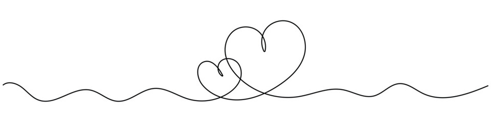 Continuous one Line Drawing of Hearts icon vector. love and affection symbol. vector illustration.