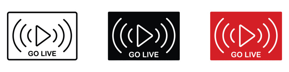 Go live icon vector. streaming platforms, social media broadcasts, and dynamic online events symbol. vector illustration.