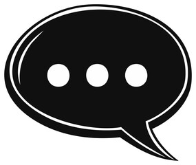 Fototapeta premium Abstract Black Message Bubble with Ellipsis Indicating Thinking or Waiting for Response