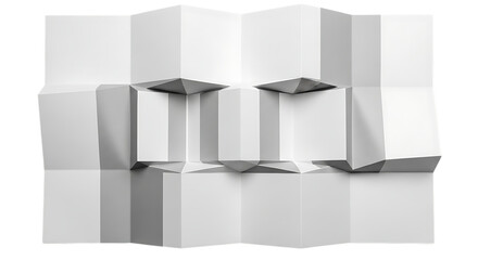 Abstract white geometric background folded paper concept with shadows