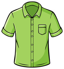 Naklejka premium Lime green short sleeve button down shirt with pocket detailed illustration icon drawing flat design