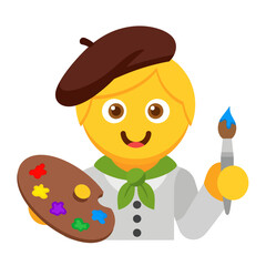Painter Emoji with Palette and Brush