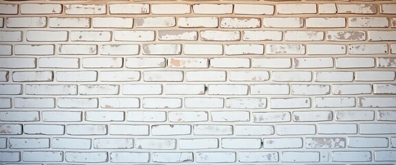 Fototapeta premium Weathered whitewashed brick wall, showing texture and subtle grime, minimal grunge, subtle grunge