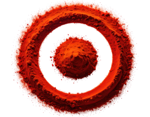 Red powder, concentric circles