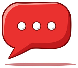 Fototapeta premium Vibrant red speech bubble icon with three dots for communication and messaging concept