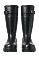 Chemical-resistant PVC knee boots featuring an adjustable strap and cleated sole.