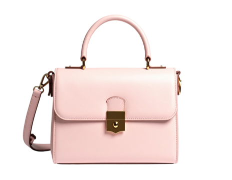 Pink leather handbag (1)