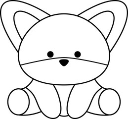 Cute Fox Sitting Minimalist Outline Vector Illustration. Perfect for childrens designs, coloring books, stickers, logos or nursery decorations.