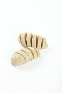 Handmade Gluten-Free Food Portions Sliced on White Background - Homemade Healthy Cooking Ingredients