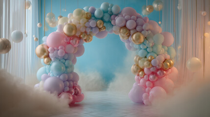 Pastel balloon arch decoration for party events birthday baby shower and wedding celebration backdrop photography