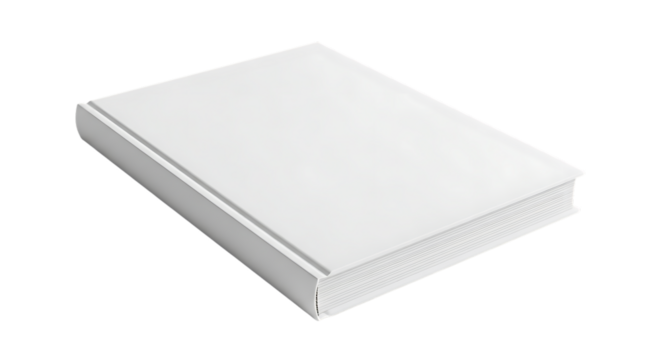 Blank white book cover isolated for mockups and presentations library