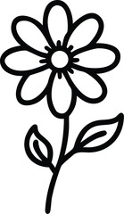 Simple flower outline drawing vector illustration floral design art eps silhouette