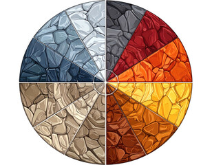 Circular color palette of textured stones