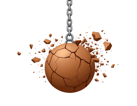 A chain holding a cracking clay ball - Powered by Adobe