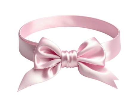 Pink satin ribbon bow on a band