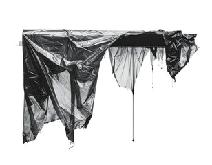Crumpled plastic sheet, draped and torn