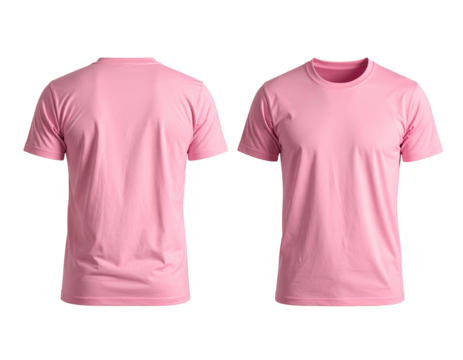 Pink t-shirt mockup, front and back