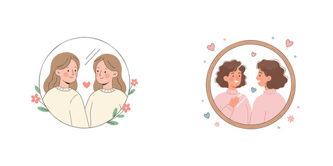 vector designs celebrating World Mental Health Day. illustrations representing emotional balance, mindfulness, self-care. icon, set