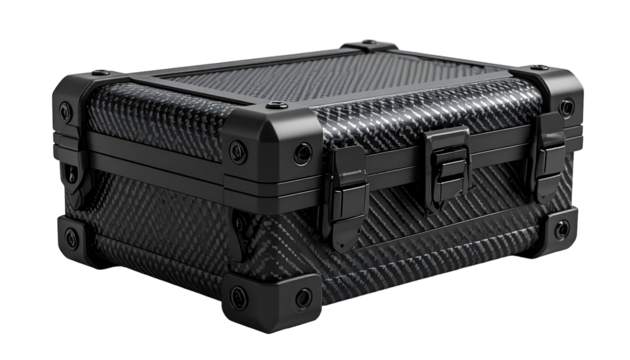 Dark, hard-shell, protective case