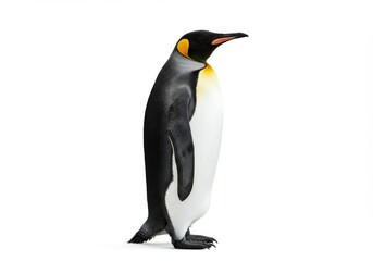Naklejka premium Majestic King Penguin Standing on White Background