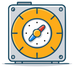 Obraz premium Cartoon Pomodoro Timer Illustration of Square Clock Face with Needle Countdown for Cooking and Productivity