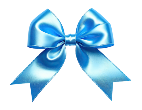 Light-blue satin ribbon bow, digitally rendered