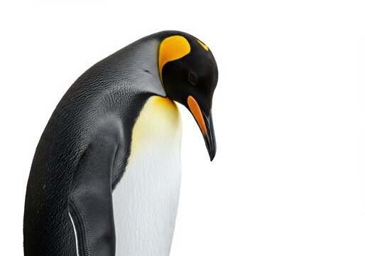 Majestic King Penguin Standing on White Background