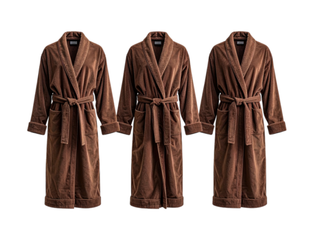 Three brown corduroy robes displayed