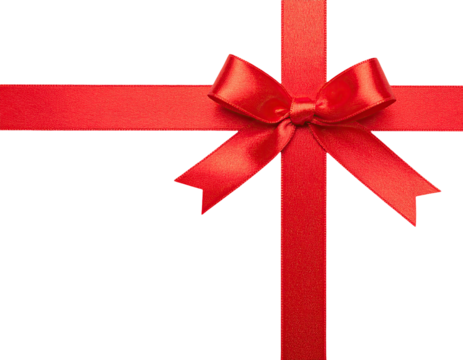 Red ribbon bow, gift wrap